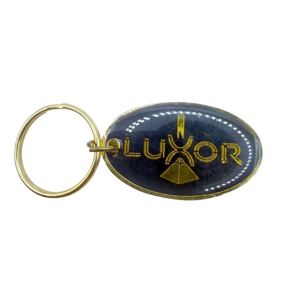 Luxor Egypt Souvenir Pyramid Enamel Look Keychain Gold Tone Blue